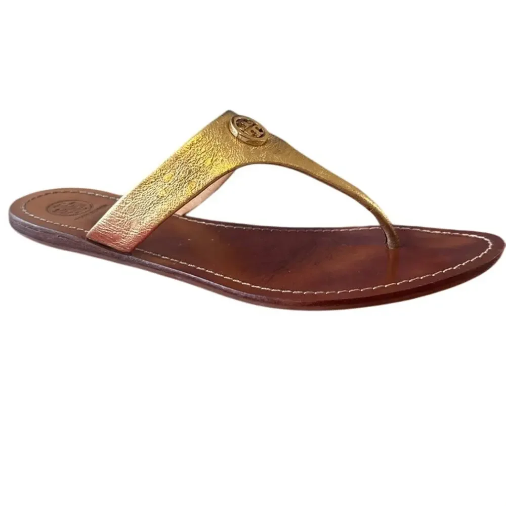 Tory Burch‎ Cameron Gold Leather Sandals 9.5